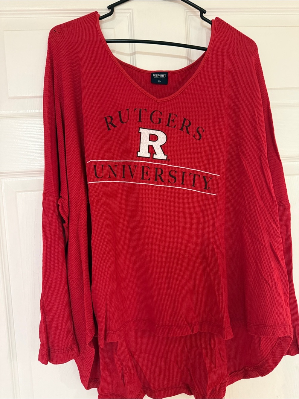 Esprit Red Rutgers University Waffle-Knit Long Sleeve Top
